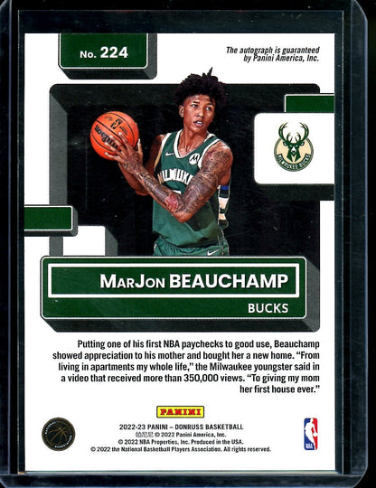 2022/23 Panini Donruss Choice MarJon Beauchamp Rookie Red Choice Auto /99 Bucks