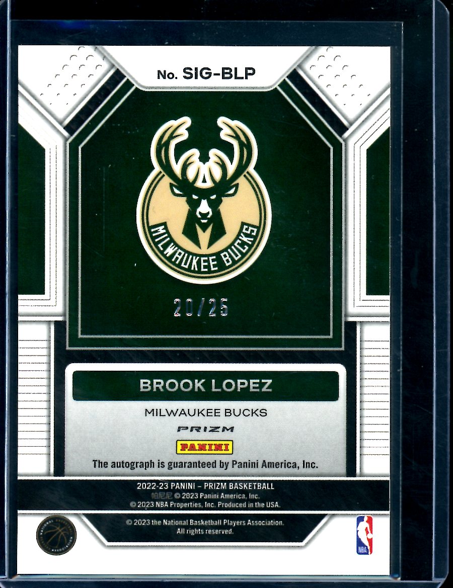 2022/23 Panini Prizm Brook Lopez Signatures Auto Mojo /25 Bucks