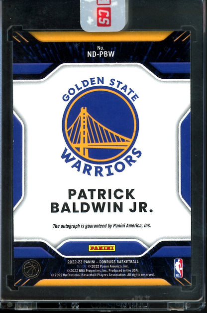 2022/23 Panini Donruss Choice Patrick Baldwin Jr. Rookie Next Day Auto Warriors