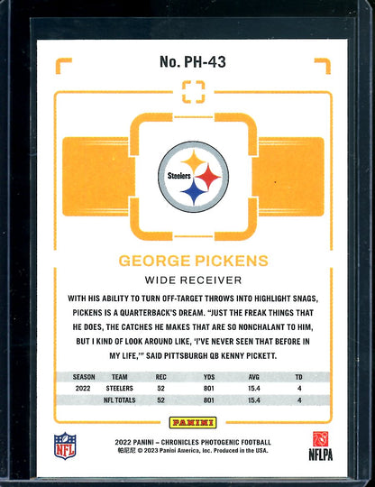 2022 Panini Chronicles Photogenic George Pickens Rookie Red /199 Steelers