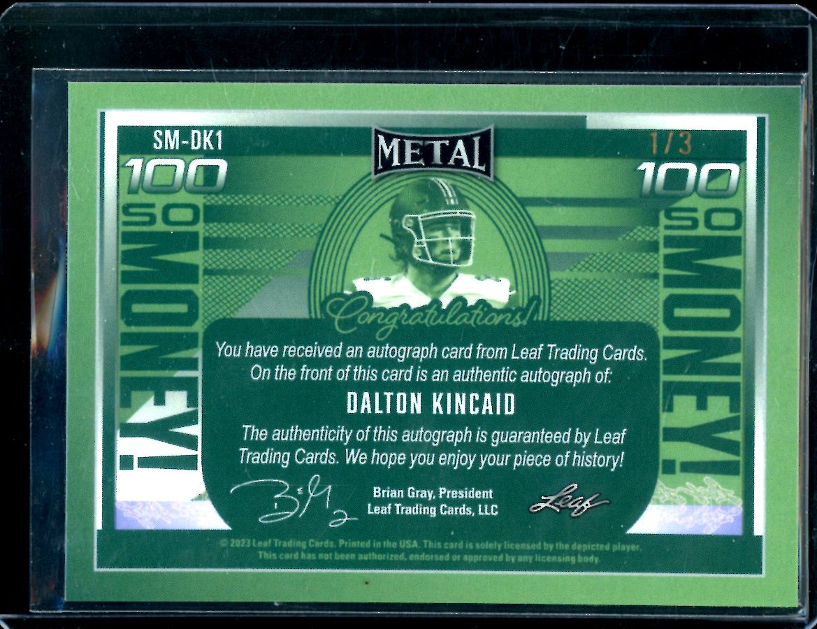 2023 Leaf Metal Dalton Kincaid Rookie So Money Auto /3 Bills