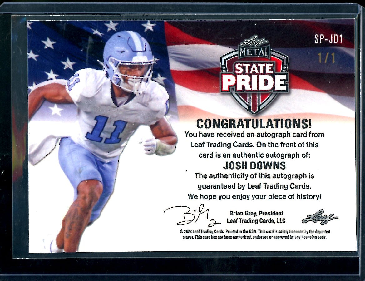 2023 Leaf Metal Josh Downs Rookie State Pride Auto 1/1 Colts