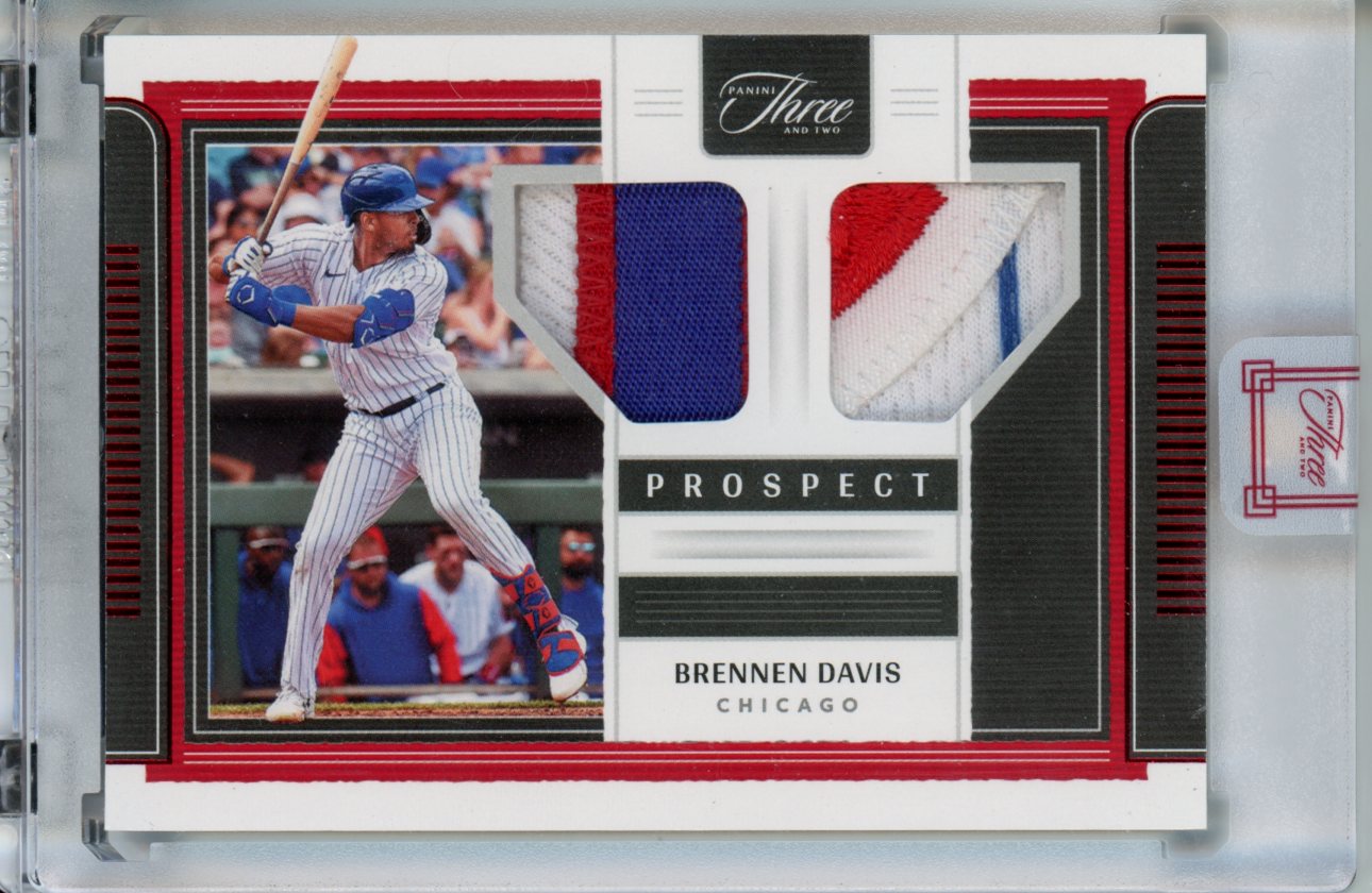 2022 Panini Three & Two Brennen Davis Prospect Dual Patch Ruby /6 Cubs