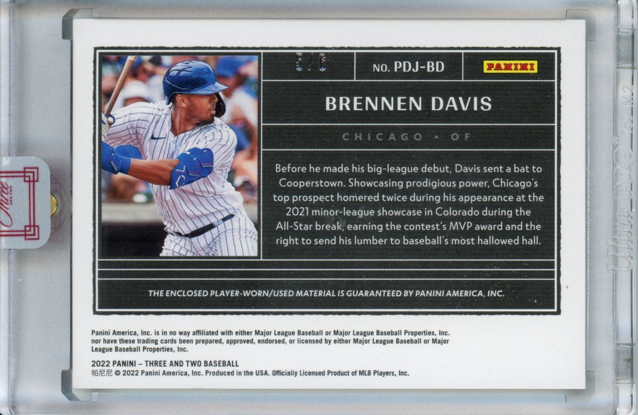 2022 Panini Three & Two Brennen Davis Prospect Dual Patch Ruby /6 Cubs